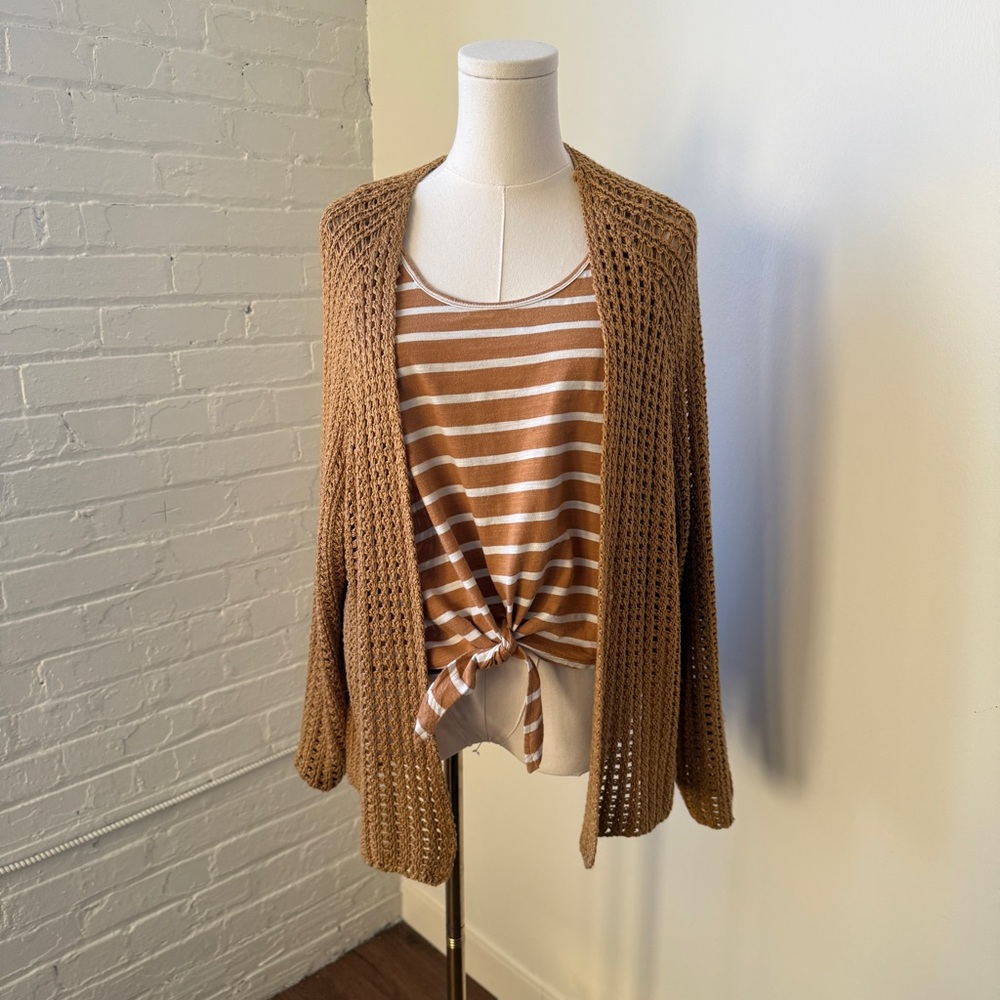 Wishlist Tan Open-Knit Cardigan